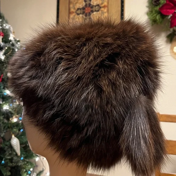 Brown Fur Hat, mink real brown fur, woman hat, new, România - Picture 5 of 11